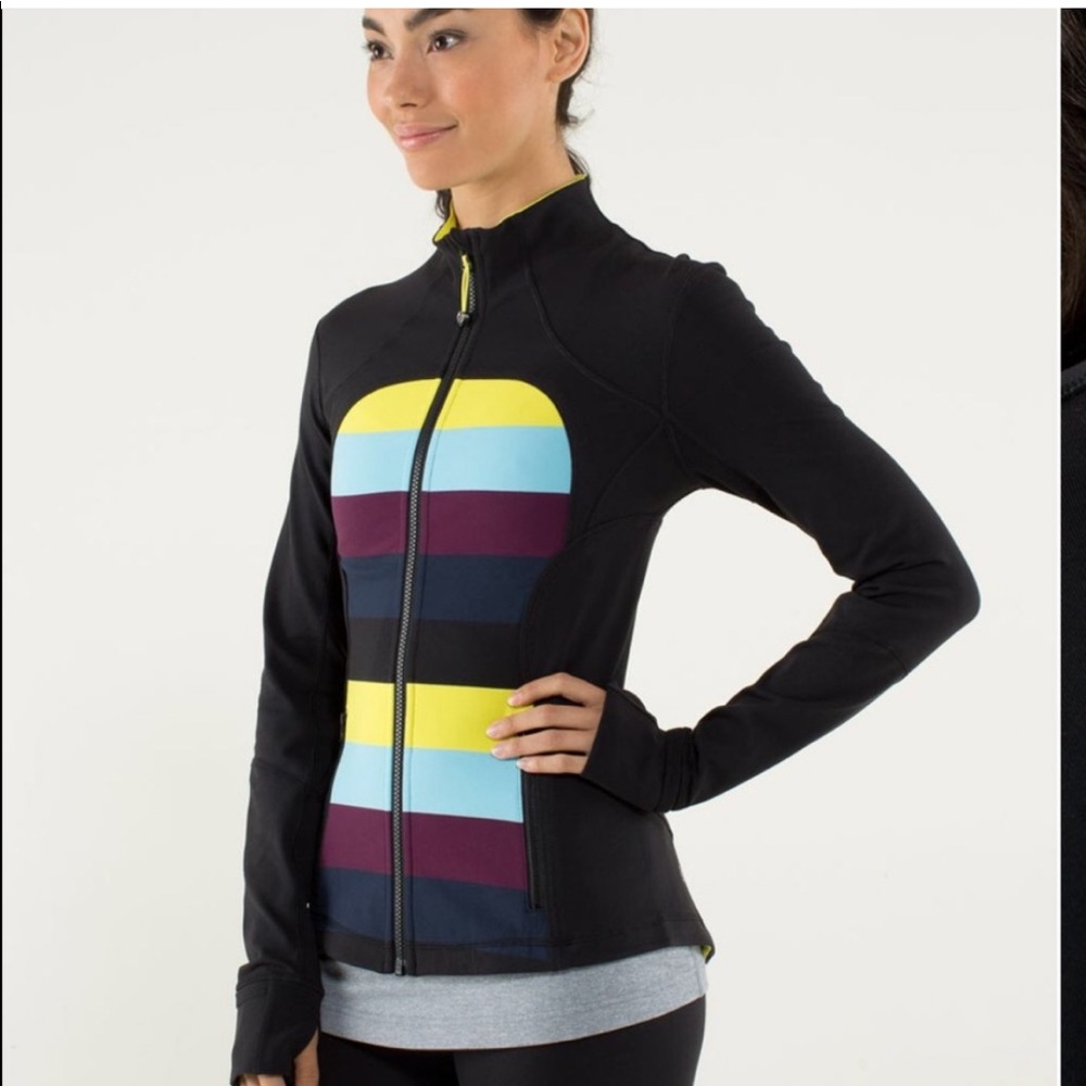 lululemon | forme jacket *cuffins pow stripe split pea/ black